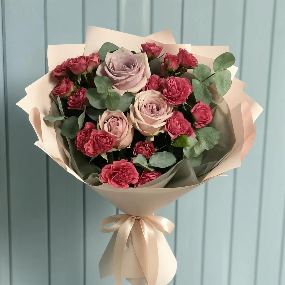 Букет цветов из: Гвоздики и Розы в Оби