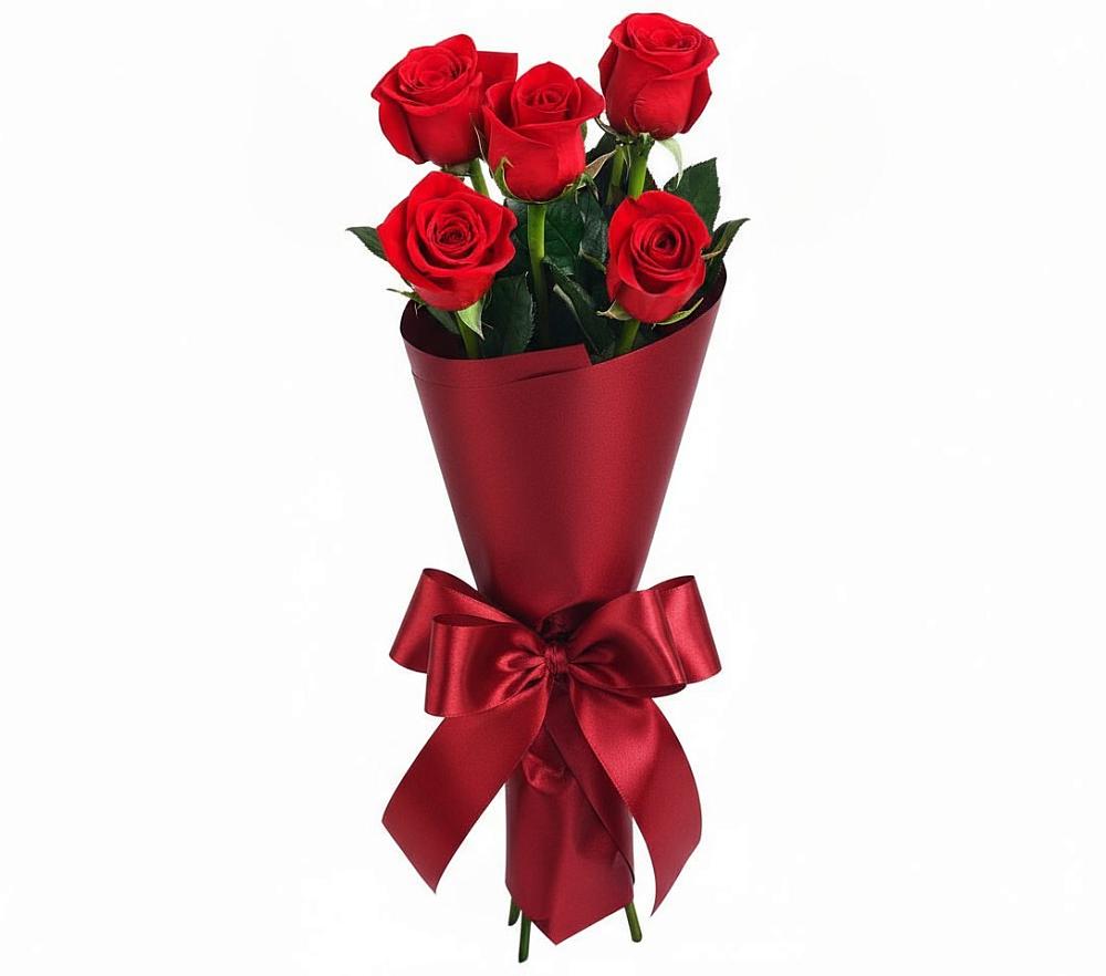 Букет 5 Красных роз Эдлесс Лав в Оби