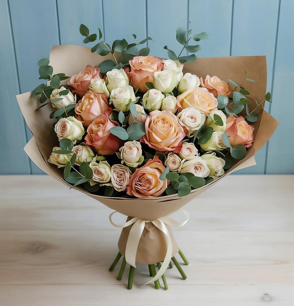 Букет цветов из: Альстромерии и Розы в Оби