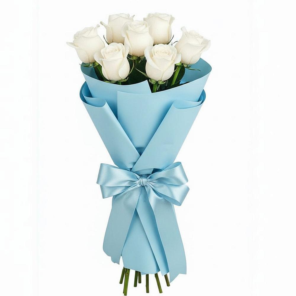 Букет 7 белых роз Проуд в Оби