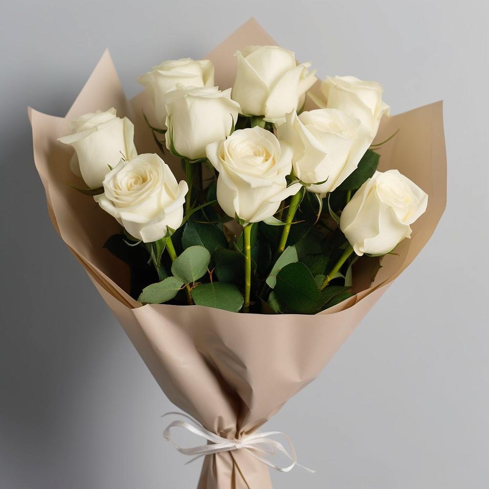Букет 9 Белых роз Эдлесс Лав в Оби
