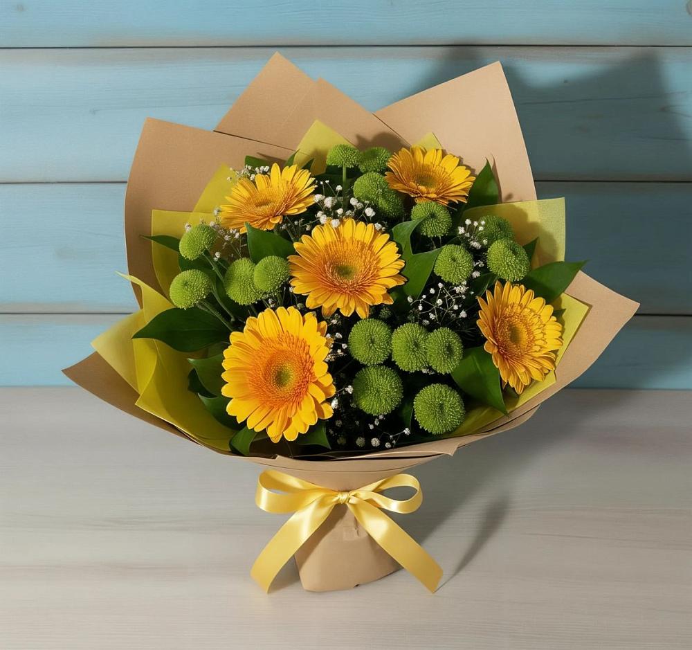 Букет цветов из: Герберы и Хризантемы в Оби