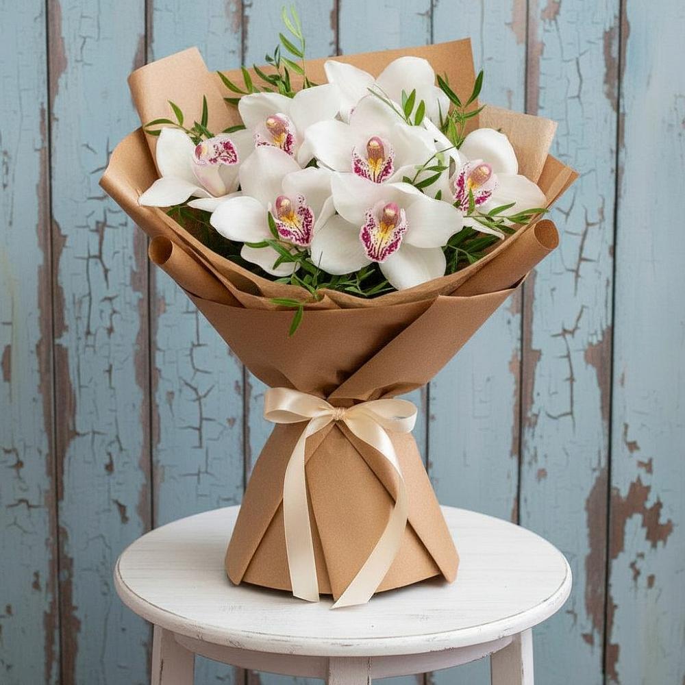 Букет цветов из: Орхидеи и Розы в Оби