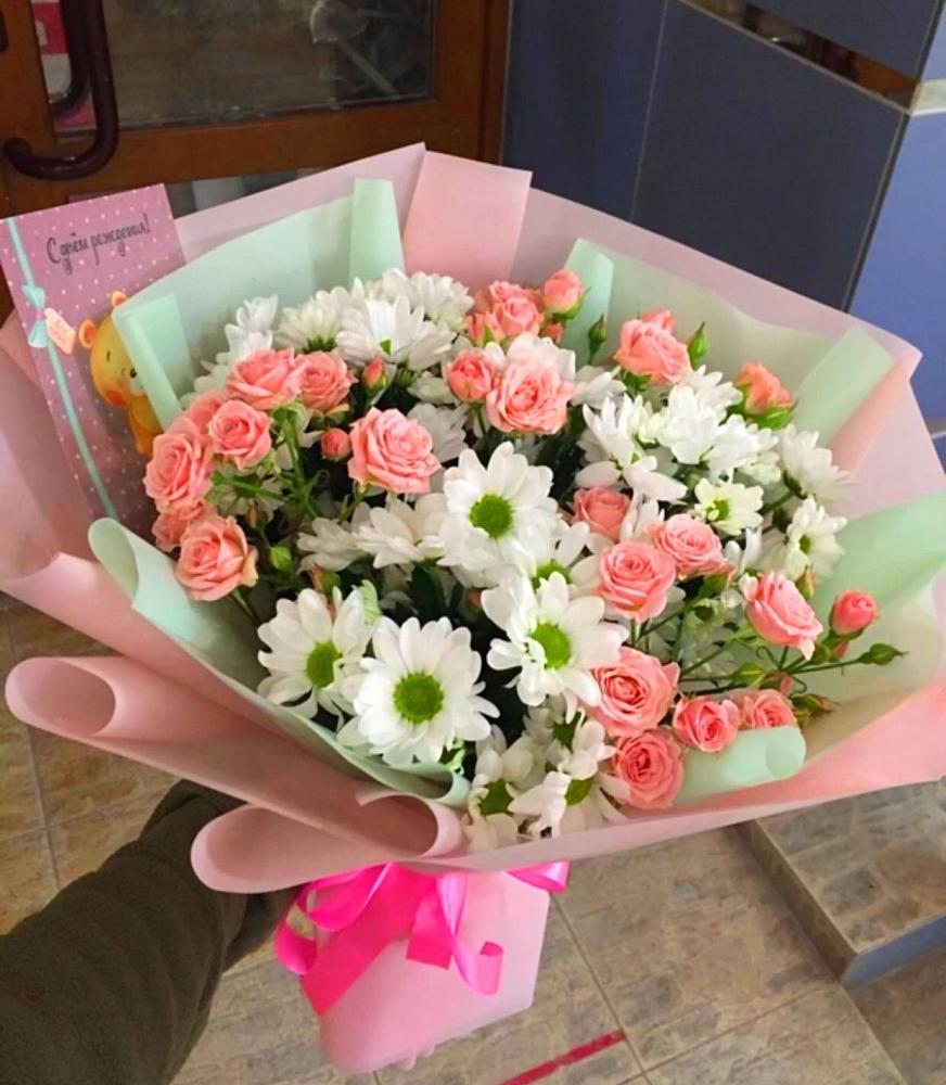 Букет цветов из: Розы и Хризантемы в Оби