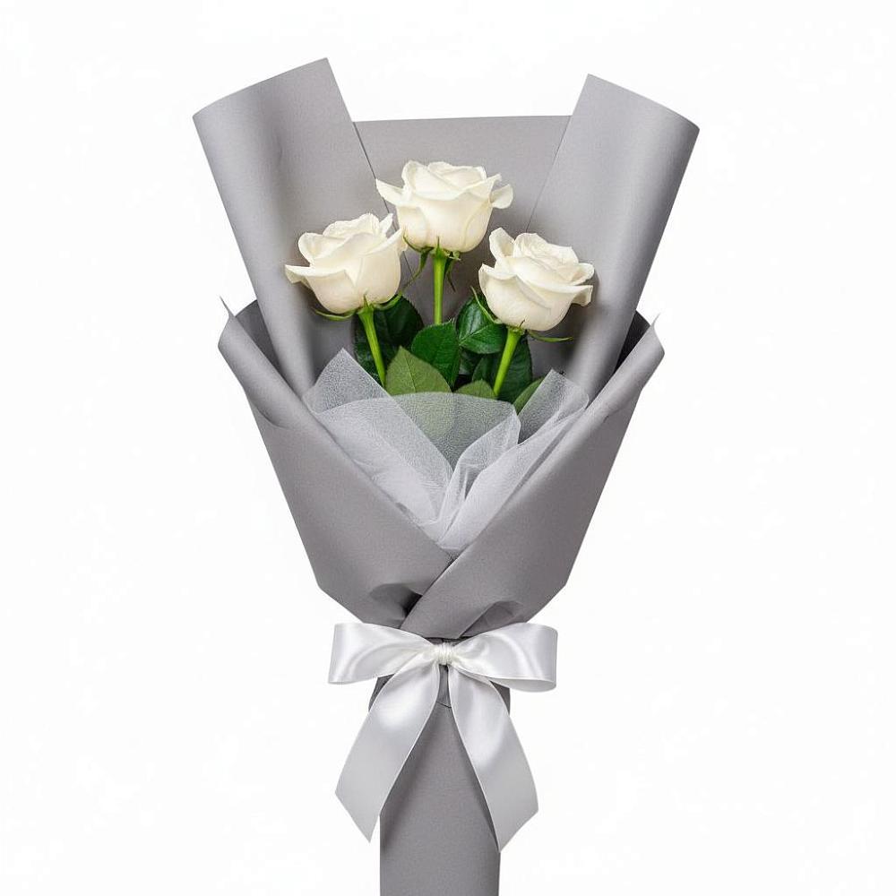 Букет 3 белые розы в Оби
