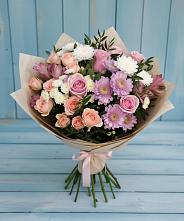 Букет цветов из:  Хризантемы, Розы и Альстромерии #REPLACE_PRED# Оби