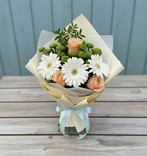 Букет цветов из:  Герберы, Розы и Хризантемы в Оби